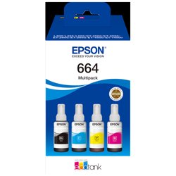 Epson 664 EcoTank 4-colour Multipack | Epson Multipack nero / ciano / magenta / giallo C13T664640 664 ~27000 pagine 70ml 664 EcoTank 4-colour Multipack | Epson 664 EcoTank 4-colour Multipack. Colori di stampa: Nero, Ciano, Magenta, Giallo, Compatibilit&agrave;: EcoTank L555 EcoTank L355 EcoTank ET-4500 EcoTank ET-2650 EcoTank ET-2600 EcoTank ET-2550 EcoTank..., Volume dell'inchiostro nero: 70 ml. Quantit&agrave; per pacco: 1 pz, Larghezza imballo: 95 mm, Profondit&agrave; imballo: 98 mm. Lunghezza del cartone principale: 430 mm, Larghezza scatola principale: 310 mm, Altezza scatola principale: 160 mm