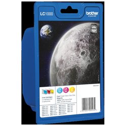 Brother LC-1000RBWBP cartuccia d'inchiostro Originale Ciano Magenta Giallo | Brother Multipack ciano / magenta / giallo LC-1000 LC1000RBWBPDR Multi pack, 3x cartucce d'inchiostro. | Brother LC-1000RBWBP. Tipo di inchiostro a colori: Inchiostro a base di pigmento, Tipo di fornitura: Confezione multipla, Resa in pagine dell'inchiostro a colori: 400 pagine | Codici OEM: lc1000c m y, LC-1000-C M Y