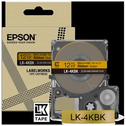 Epson Nastro satinato per etichettatrici LK-4KBK nero/oro 12 mm 5 m | Epson Nastro satinato per etichettatrici LK-4KBK nero/oro 12 mm (5 m). Colore etichetta: Nero dorato, Paese di origine: Giappone, Tipo rifinitura: Satinata. Ampiezza nastro: 1,2 cm, Lunghezza nastro: 5 m, Quantit&agrave; per pacco: 1 pz. Ampiezza del pallet: 80 cm, Lunghezza del pallet: 120 cm, Altezza del pallet: 148 cm