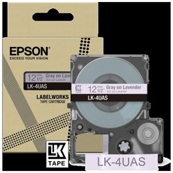 Epson LK-4UAS Grigio Viola | Epson LK-4UAS. Colore del prodotto: Grigio, Viola, Tecnologia di stampa: Trasferimento termico, Prodotti compatibili: LabelWorks LW-C410. Larghezza dell'etichetta: 1,2 cm