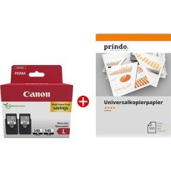 Canon Value Pack nero / Bianco PG-540L Twin MCVP | Canon Value Pack nero / Bianco PG-540L Twin MCVP + Prindo Universal Papier 500 Blatt ~300 pagine