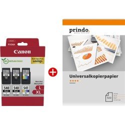 Canon Value Pack nero / differenti colori / Bianco PG-540L+CL-541XL MCVP | Canon Value Pack nero / differenti colori / Bianco PG-540L+CL-541XL MCVP + Prindo Universal Papier 500 Blatt ~700 pagine