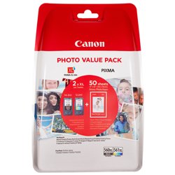 Canon Confezione multipla con cartucce di inchiostro nero PG-560XL e a colori CL-561XL + carta fotografica | Canon Confezione multipla con cartucce di inchiostro nero PG-560XL e a colori CL-561XL + carta fotografica. Tipo di cartuccia: Resa elevata (XL), Volume dell'inchiostro nero: 12,2 ml, Tipo di fornitura: Confezione multipla, Resa in pagine dell'inchiostro a colori: 300 pagine, Volume dell'inchiostro a colori: 14,3 ml, Quantit&agrave; per pacco: 2 pz, Resa in pagine dell'inchiostro a colori: 400 pagine | Codici OEM: pg560xl / cl561xl photo value pack, PG-560XL / CL-561XL Photo Value Pack