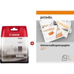 Canon Value Pack nero / Bianco PGI-35 Twin MCVP | Canon Value Pack nero PGI-35 Twin MCVP + Prindo Universal Papier 500 Blatt
