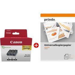Canon Value Pack nero / Bianco PGI-35BK 3er MCVP | Canon Value Pack nero / Bianco PGI-35BK 3er MCVP + Prindo Universal Papier 500 Blatt