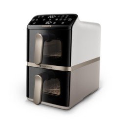 Philips Serie 4000 Airfryer doppio cestello Verticale, Friggitrice ad aria da 10L, 13 metodi di cottura, Rivestimento ceramica | Codici OEM: na462/80, NA462/80